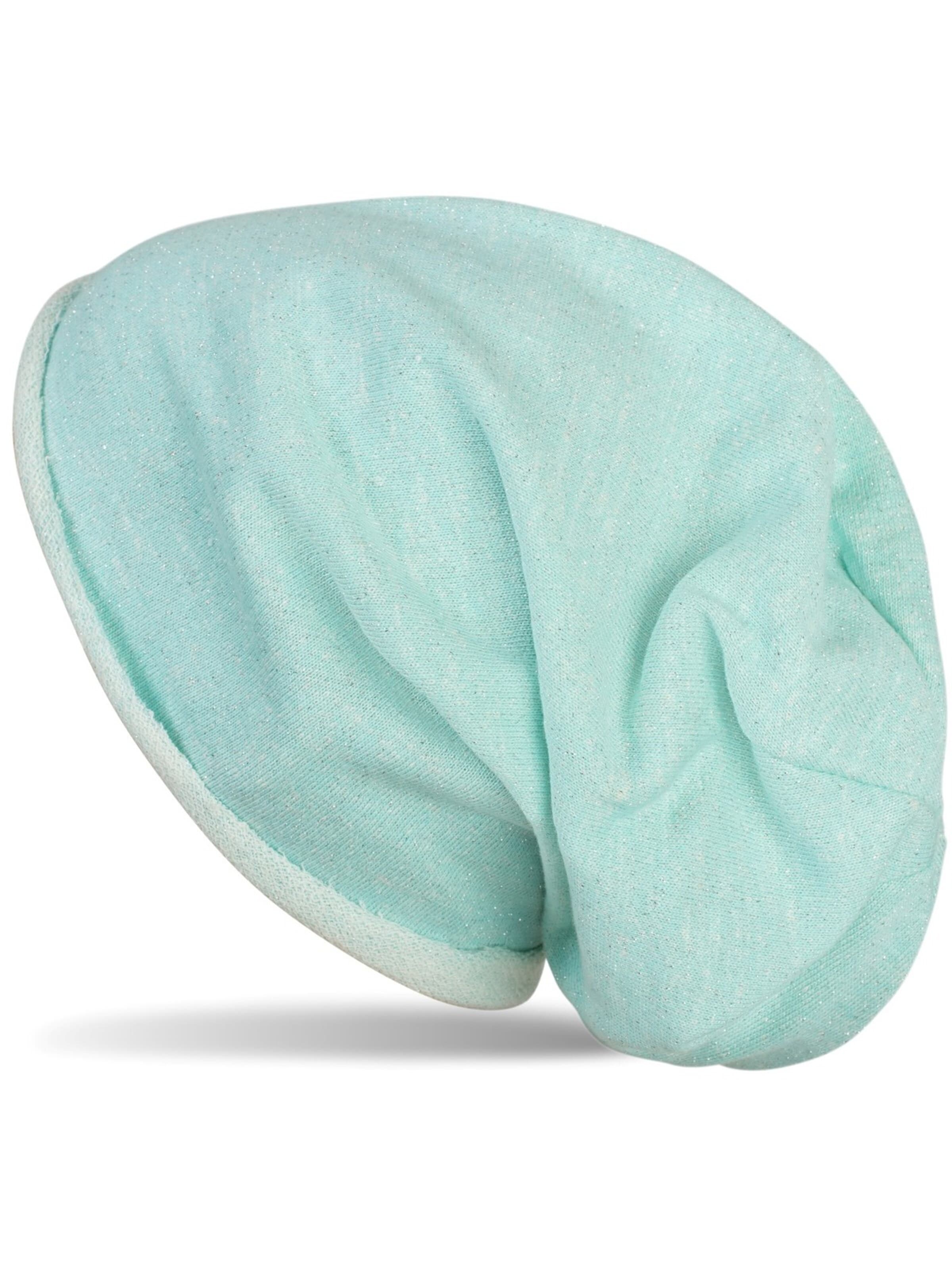 styleBREAKER Mütze 'Beanie Mütze mit All Over Glitzer'‌ in Grün: Vorderseite