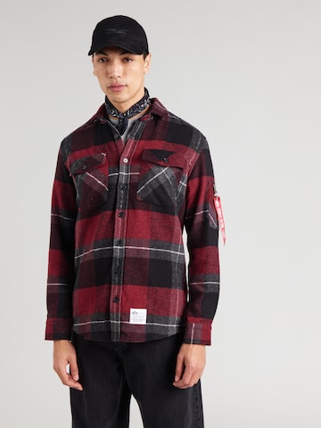 ALPHA INDUSTRIES Средняя посадка Рубашка в Черный: спереди