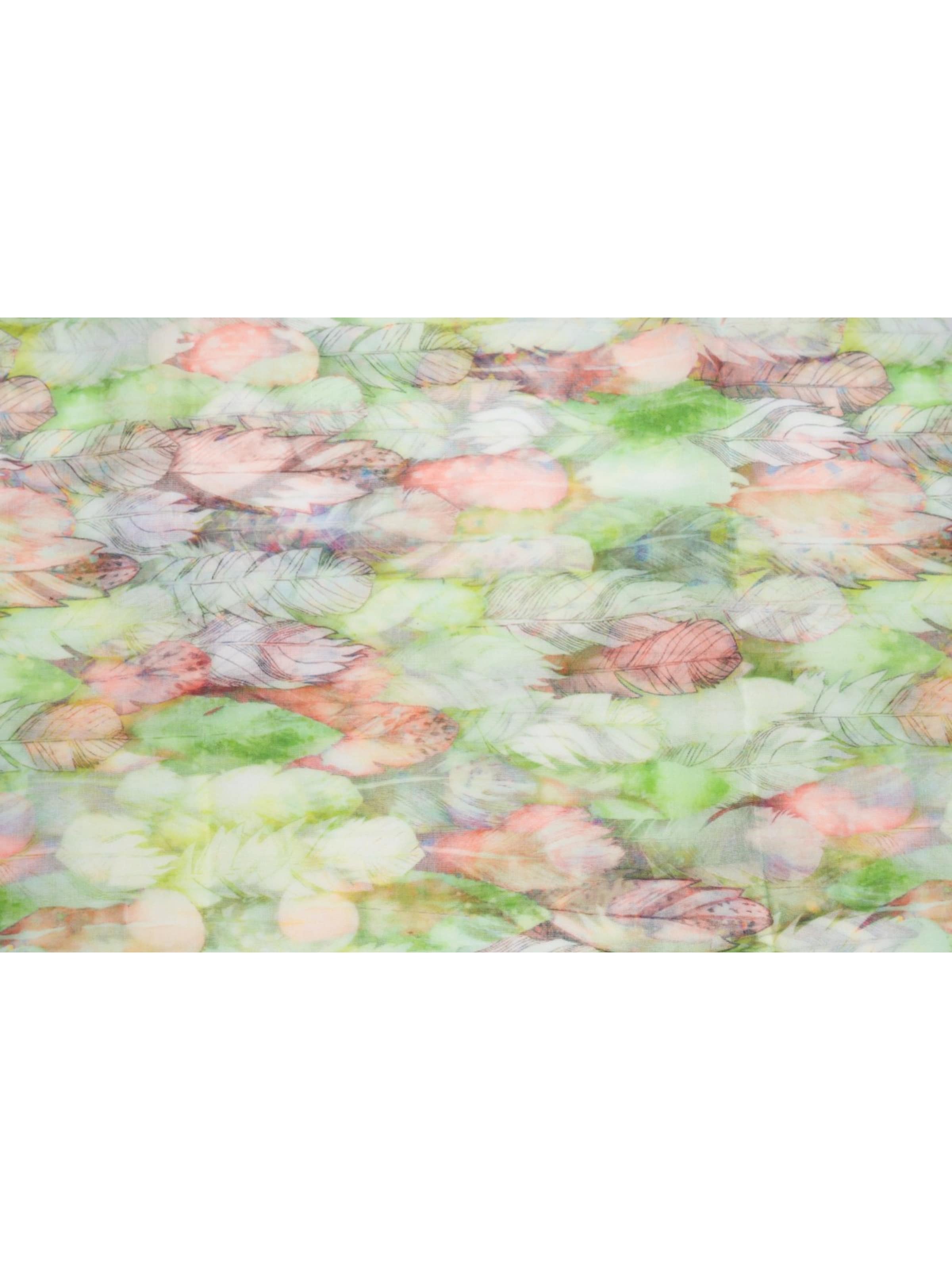 styleBREAKER Loop scarf 'Loop mit bunten Federn' in Green