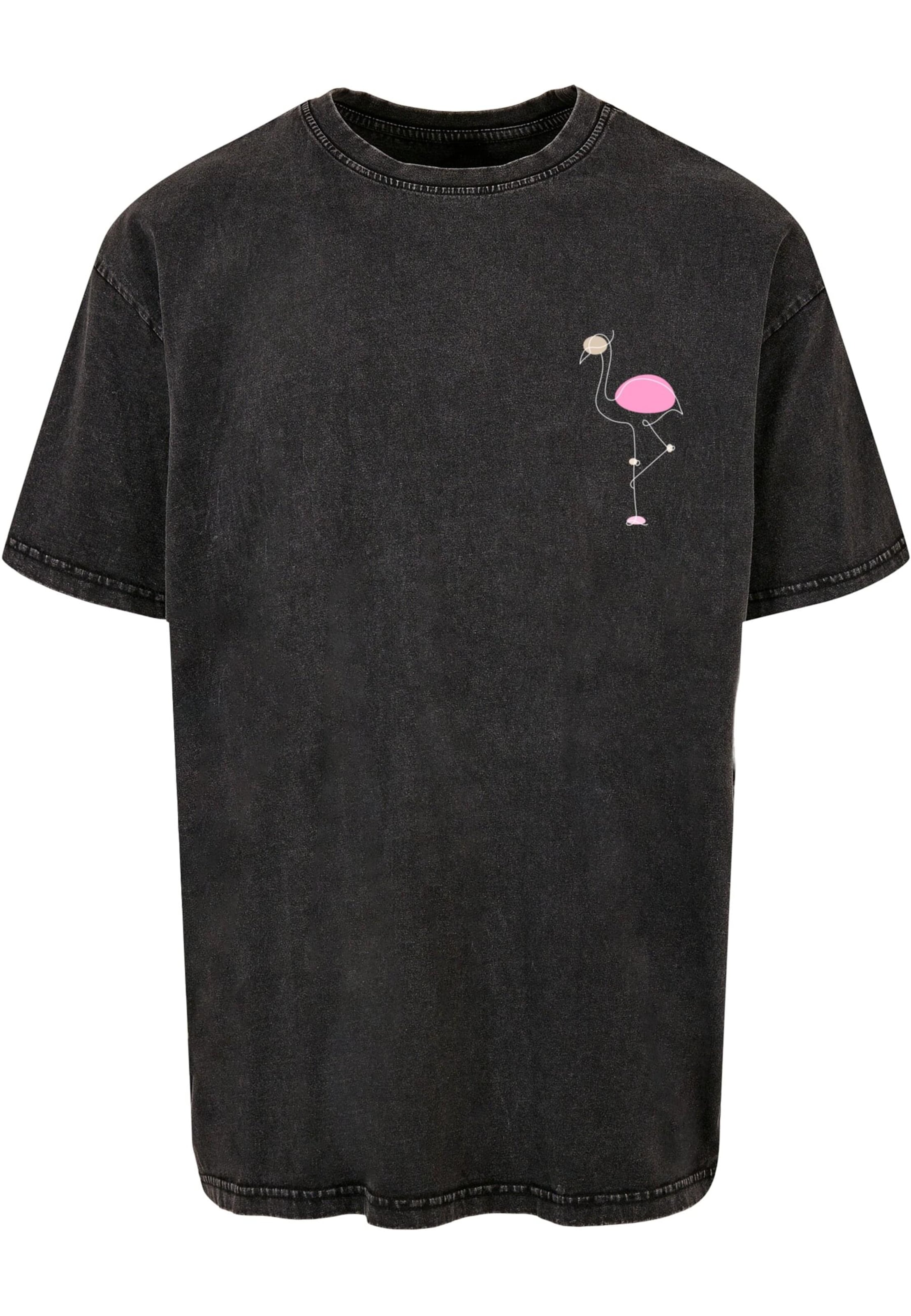 Merchcode Μπλουζάκι 'Flamingo' σε μαύρο: μπροστά