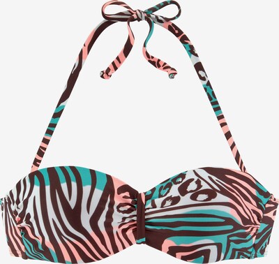 VENICE BEACH Hauts de bikini en chocolat / jade / rose clair / blanc, Vue avec produit