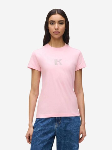 Maglietta 'KLJ Slim Ss K Logo Tee B2W17064' di KARL LAGERFELD JEANS in rosa: frontale