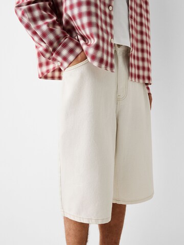 Bershka Wide Leg Shorts in Beige