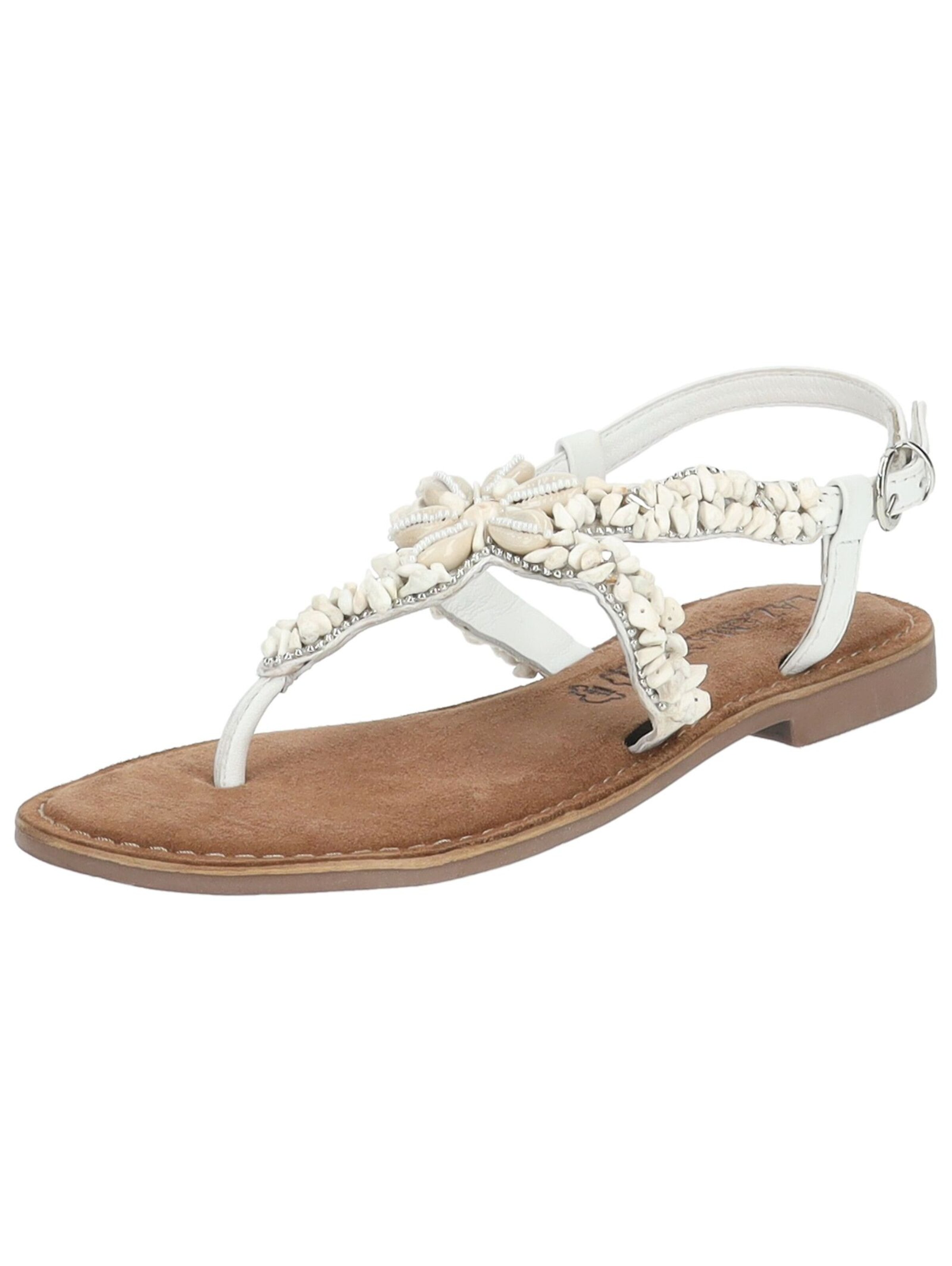 LAZAMANI T-Bar Sandals in White: front