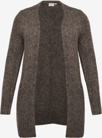 KAFFE CURVE Knit Cardigan 'Calicia' in Brown: front