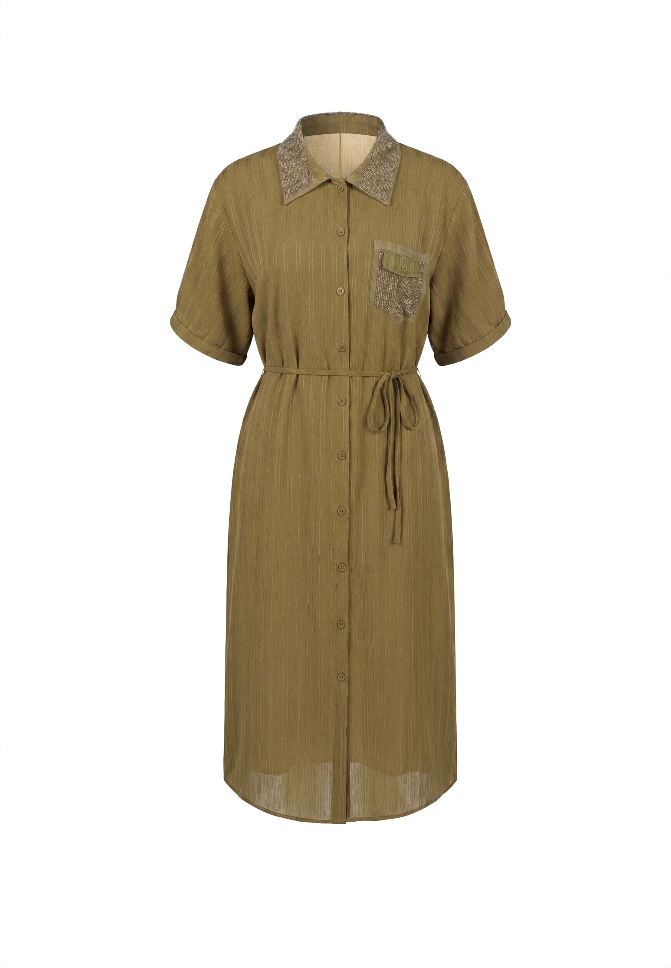 faina Robe-chemise en 38 en olive, Vue avec produit