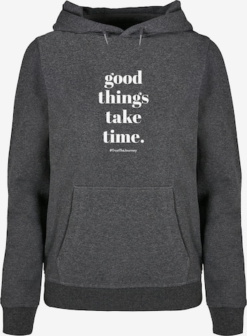 Sweat-shirt 'Good Things Take Time' Merchcode en gris : devant