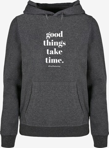 Merchcode Sweatshirt 'Good Things Take Time' in Grey: front