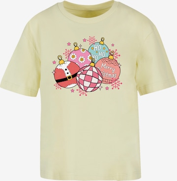 T-shirt 'Pink Cute Christmas Tree Balls' F4NT4STIC en jaune : devant