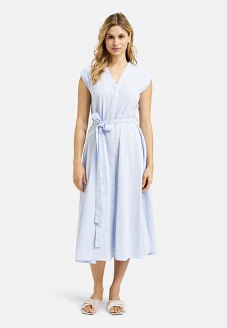 Milano Italy Ärmelloses Midikleid mit Bindegürtel in Blau