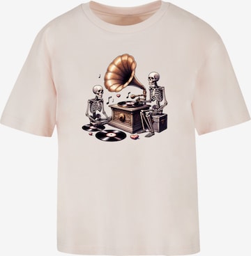 T-shirt 'Gothic Skeleton Vintage Vinyl Plattenspieler' F4NT4STIC en rose : devant