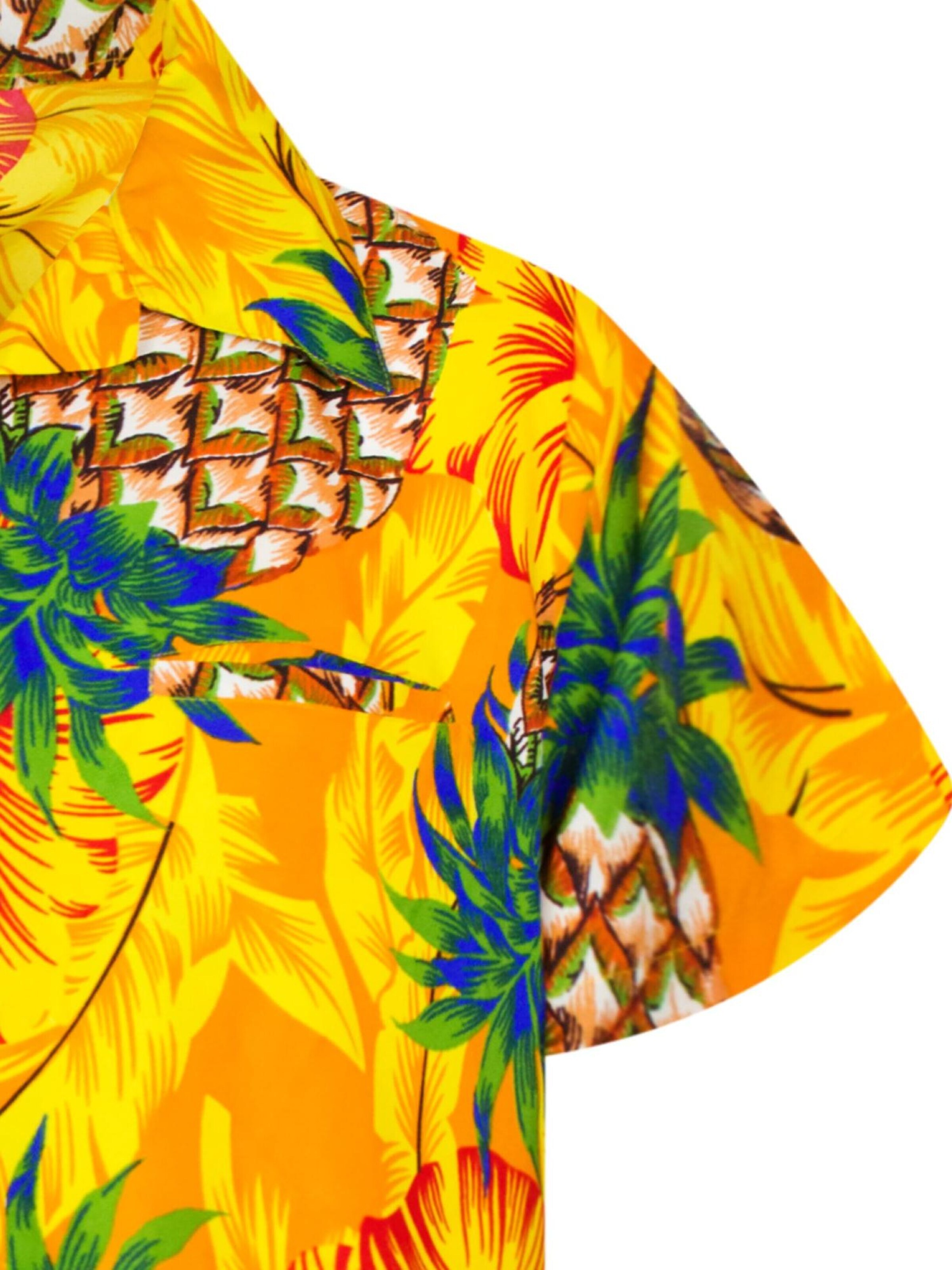 King Kameha Shirt 'Pineapple Hibiscus'‌‌‌‌‌‌‌‌‌ in Gelb
