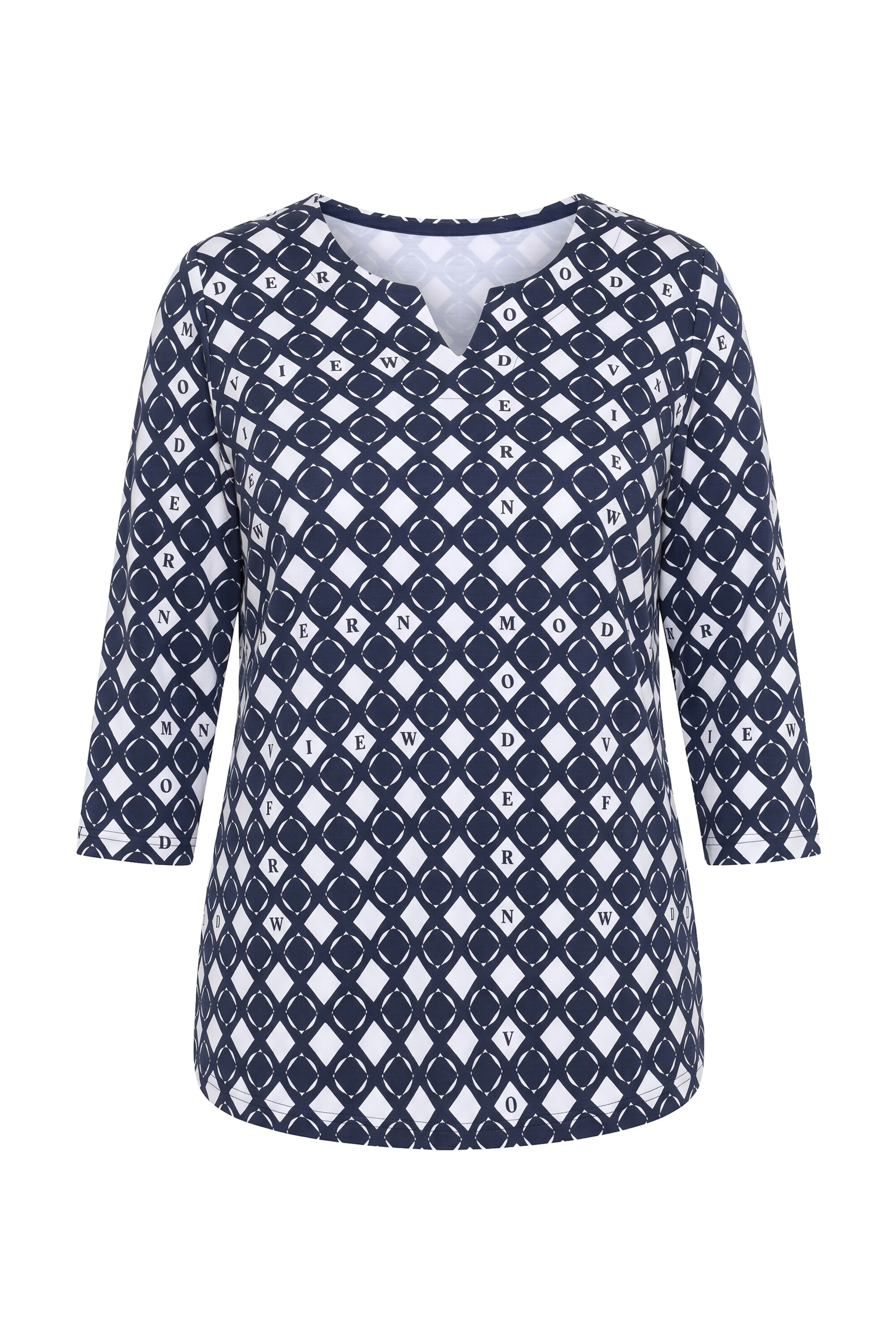 Ulla Popken Shirt in M-L in marine / weiß, Produktansicht
