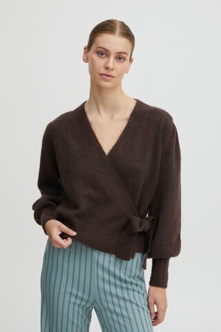 ICHI Knit cardigan 'OLENE' in Brown: front