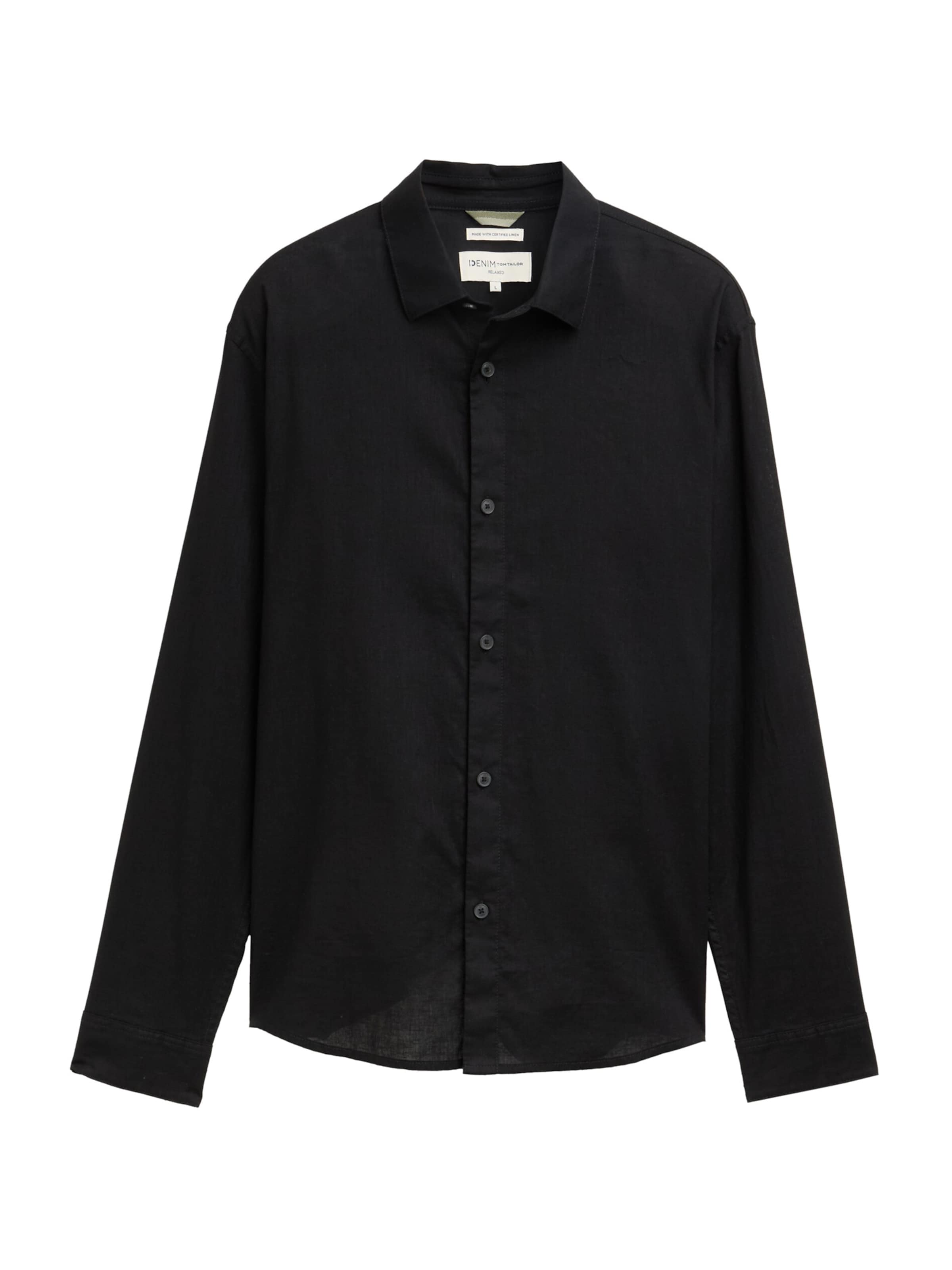 TOM TAILOR DENIM Классический крой Рубашка в Черный: спереди