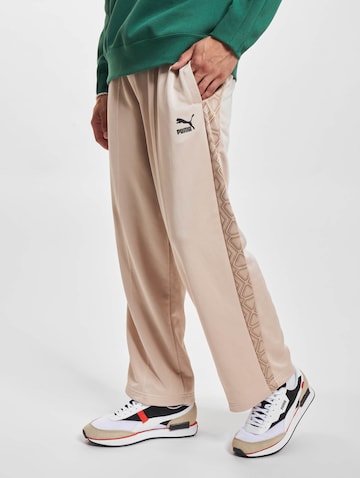 PUMA Regular Trousers 'T7 Trend 7Etter' in Beige
