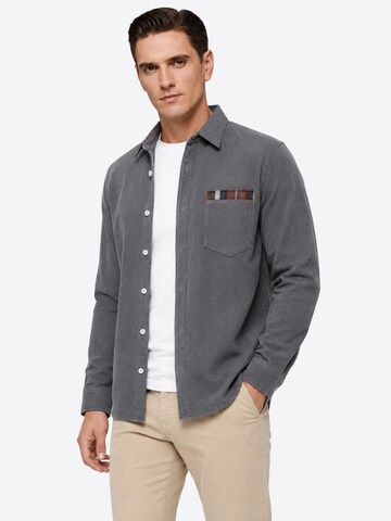 ALLTHEMEN Regular fit Button Up Shirt 'Tupfer' in Grey