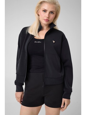 GUESS Athletic Zip-Up Hoodie in Black: front