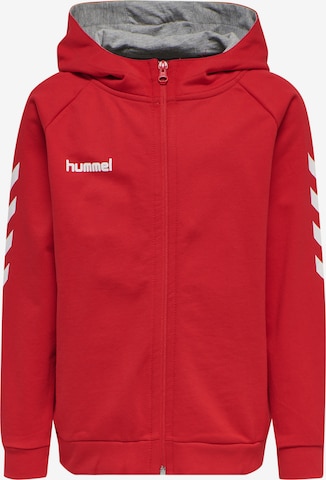 Hummel Athletic Zip-Up Hoodie in Red: front