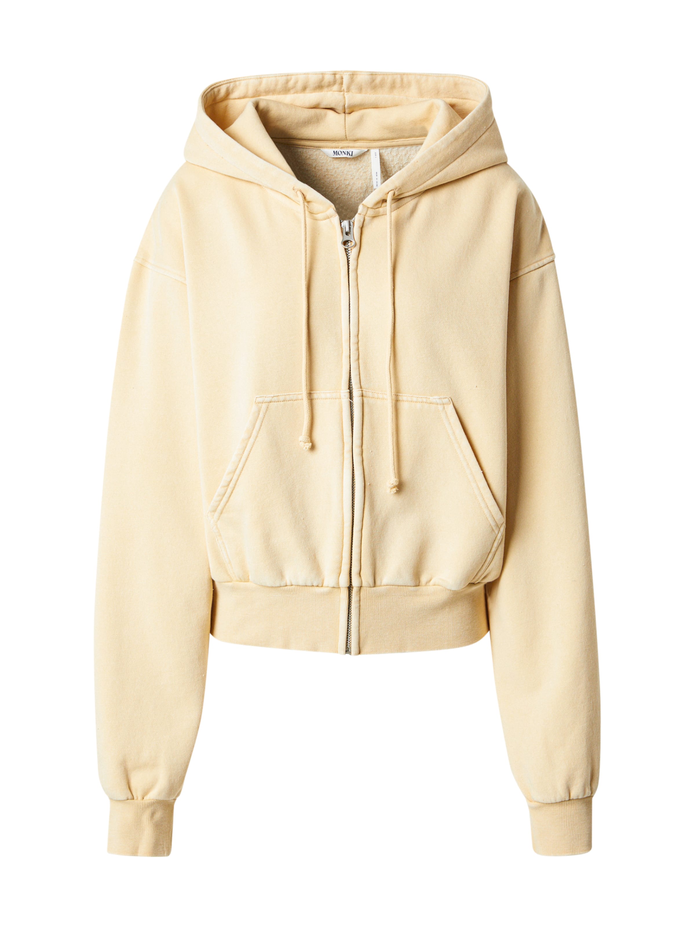 Monki Zip-Up Hoodie in Cream, Item view