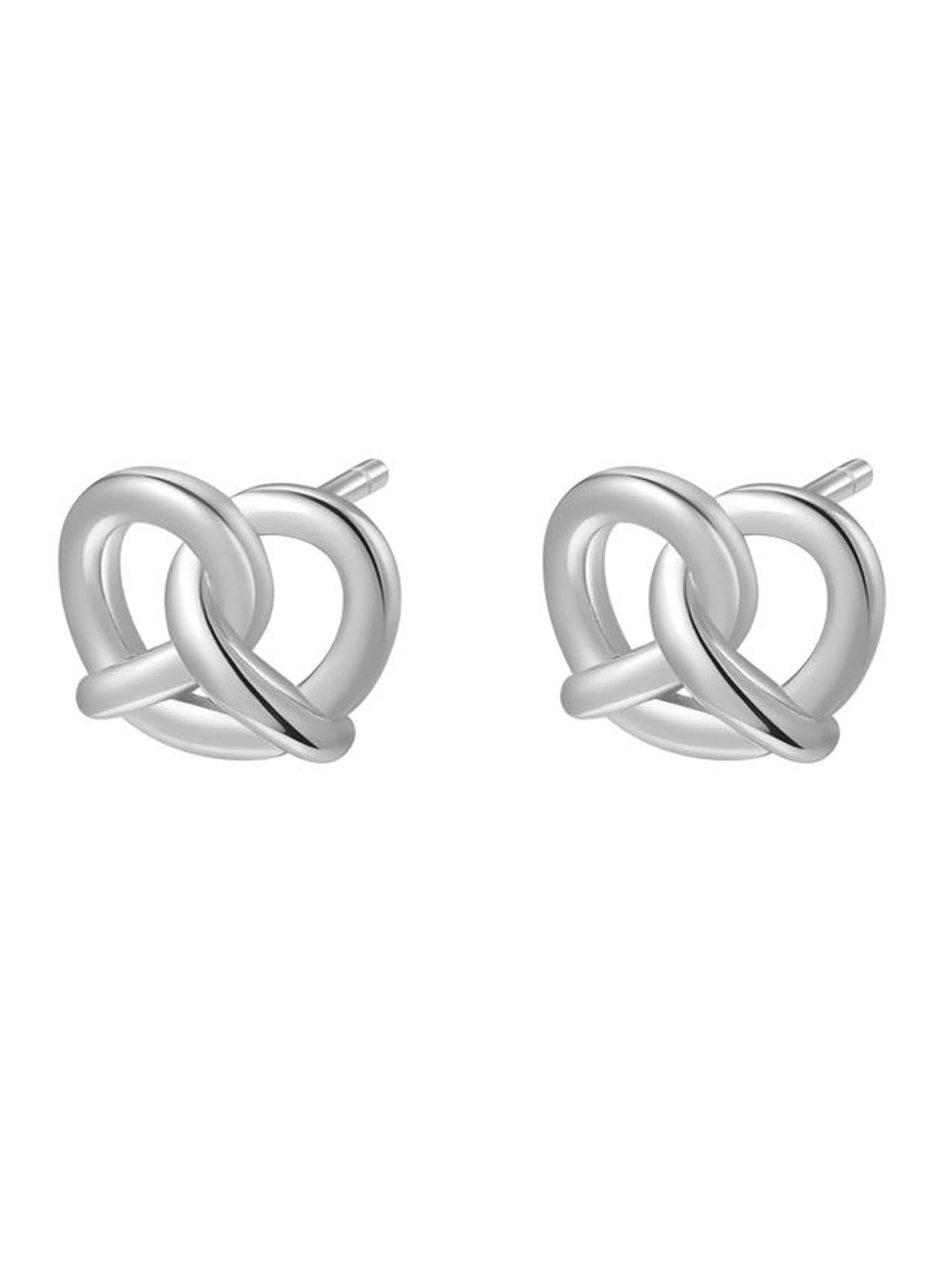 Hey Happiness - Pendientes 'Pretzel Delight' en plata: frente
