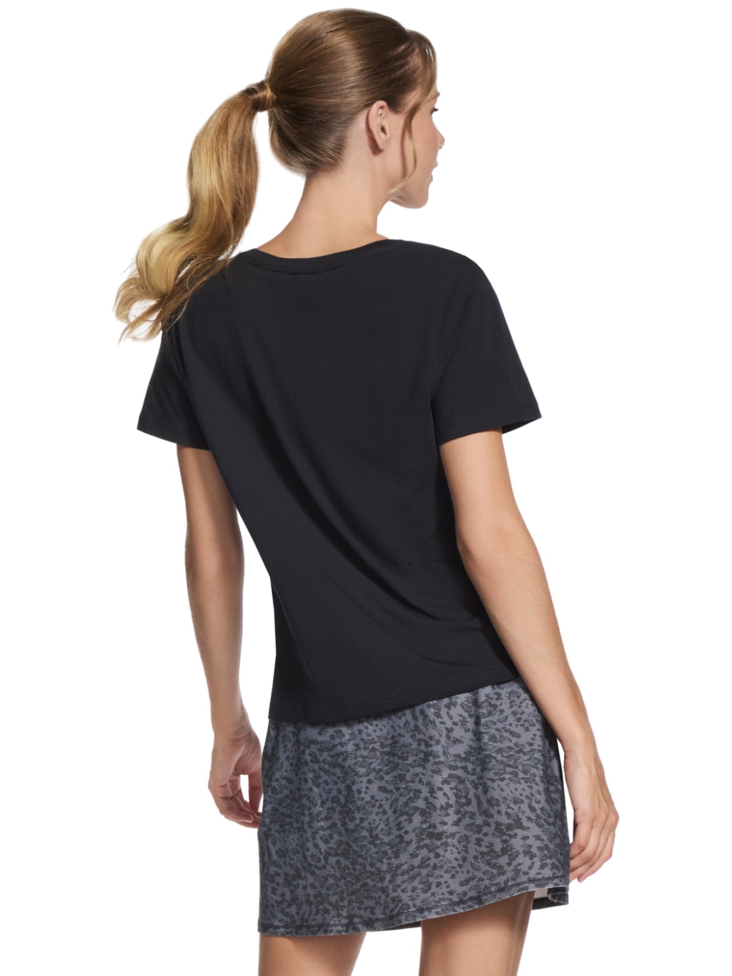 SKECHERS Shirt 'Skechers Signature V-Neck Tee' in Black