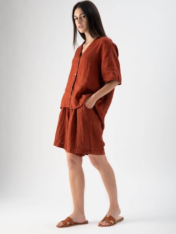 MND Loosefit Bukser 'Linen shorts with drawstring' i rød