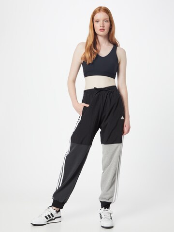 ADIDAS SPORTSWEAR Loose fit Workout Pants 'Essentials 3-Stripes Colorblock ' in Black