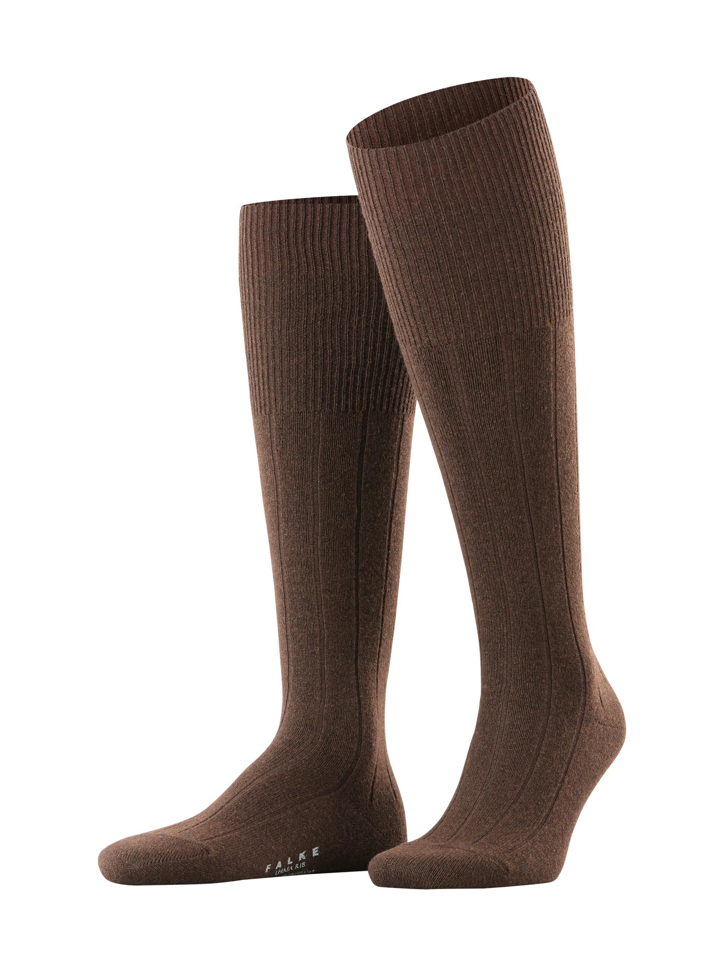 FALKE Knee High Socks 'Lhasa Rib' in Brown: front
