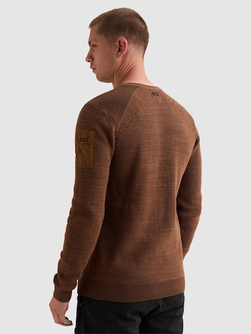 PME Legend Tröja 'Pullover in cotton mélange with flight pocket' i brun