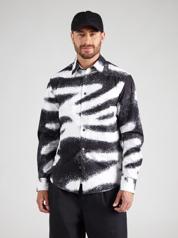 Karl Lagerfeld Regular fit Πουκάμισο σε μαύρο: μπροστά