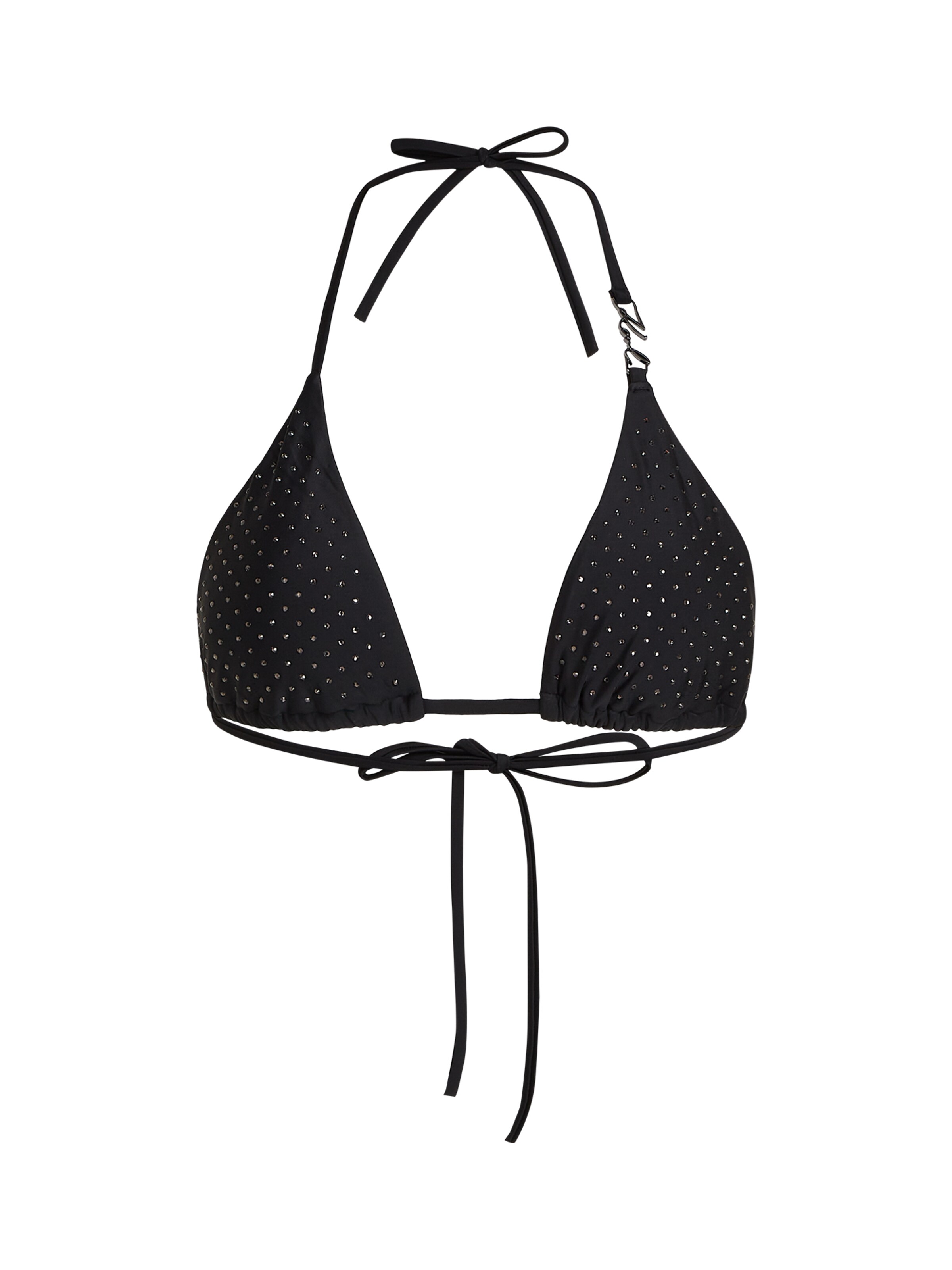 Triangolo Top per bikini ' Triangel-Bikinitop mit Strasssteinen ' di Karl Lagerfeld in nero: frontale