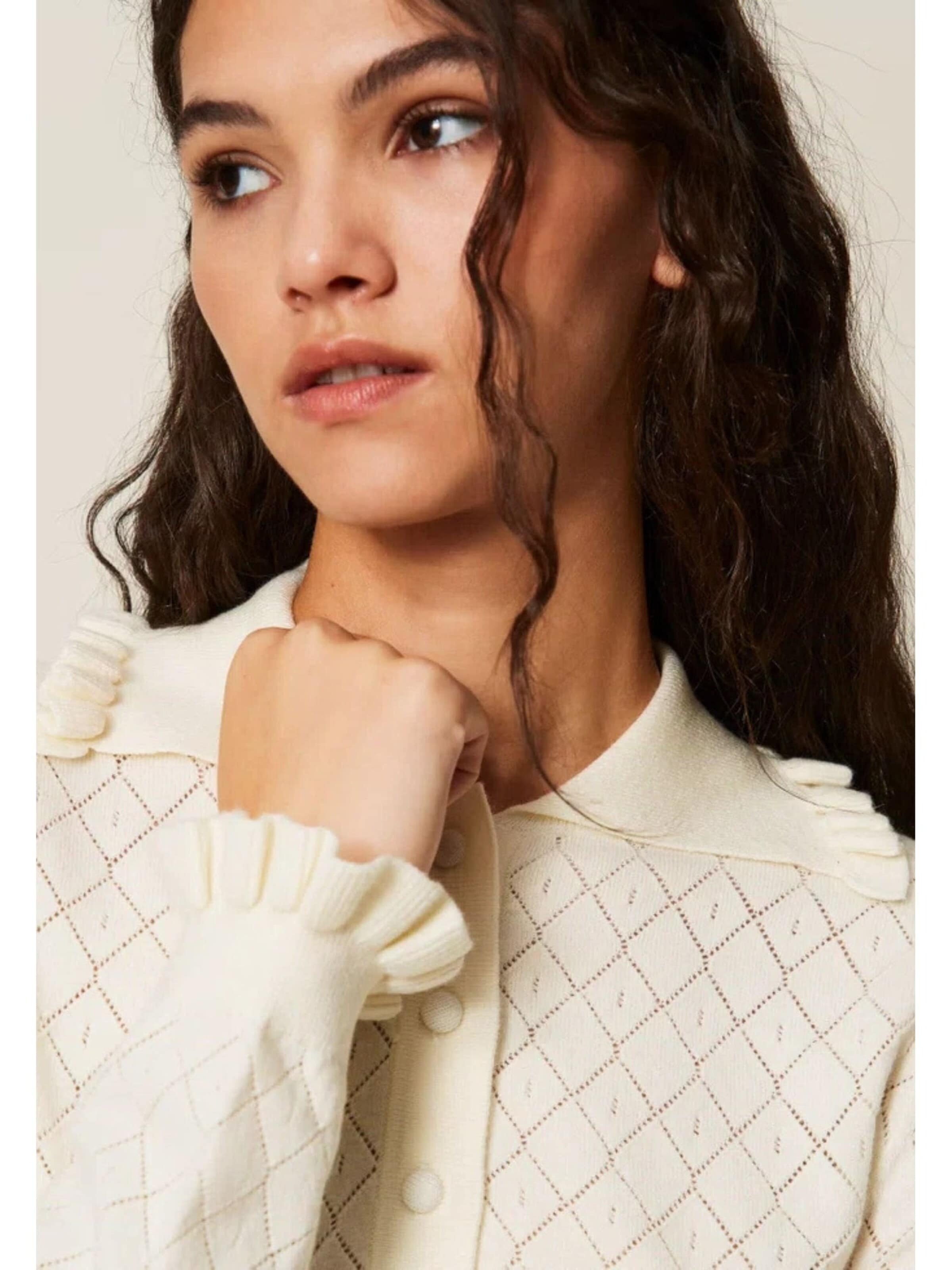 Twinset Koszulka 'Ruffled Polo Shirt' w kolorze biały