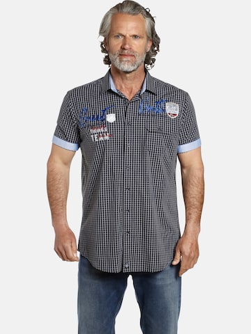 Jan Vanderstorm Regular fit Overhemd ' Ajule ' in Blauw: voorkant