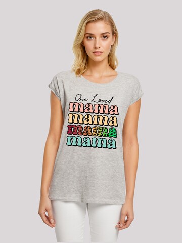 T-shirt 'Mothers Day Mama Typography Leopard Print Pastel' F4NT4STIC en gris : devant