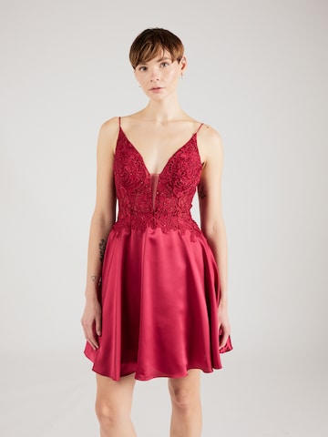 Robe de cocktail Laona en rouge : devant