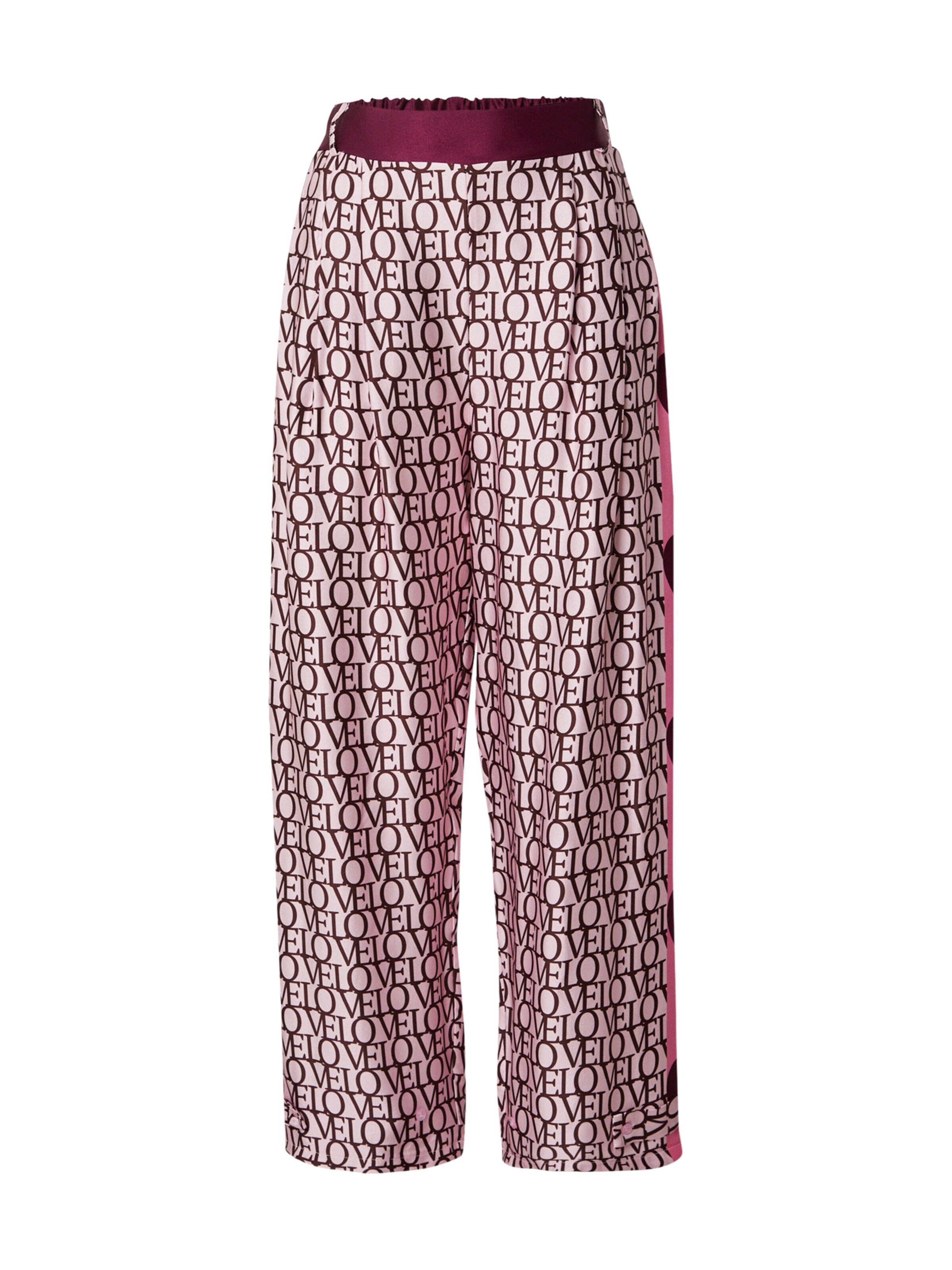 miss goodlife Широка кройка Панталон 'Love' в розово: отпред
