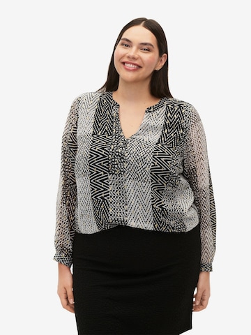 Zizzi Blouse 'Cabix' in Wit: voorkant