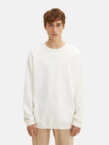 TOM TAILOR DENIM Pullover in Weiß: Vorderseite