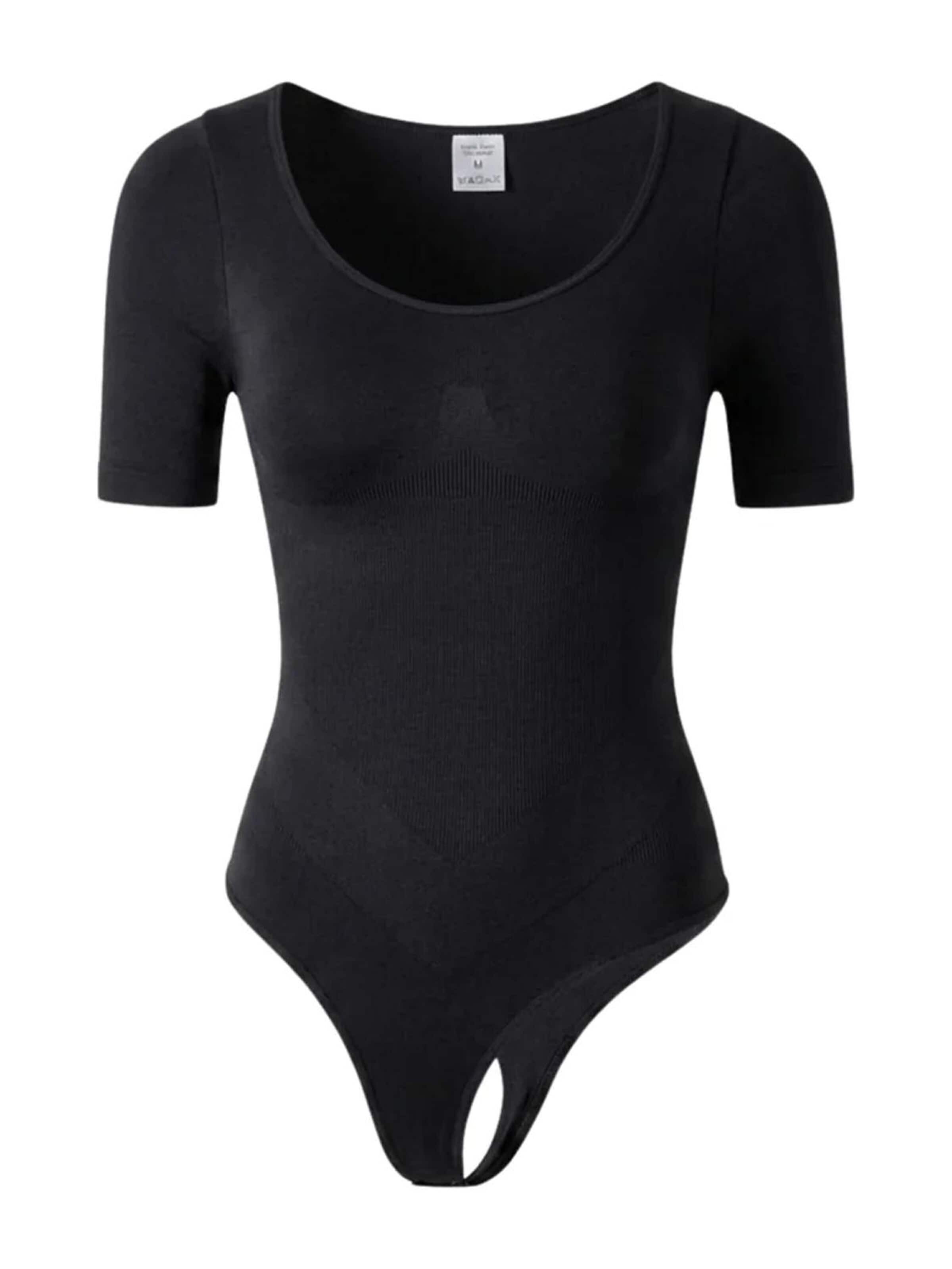 Shapetape Shapingbody 'Body met Korte Mouwen en String' in Zwart: voorkant