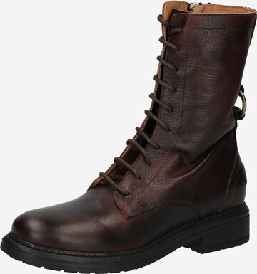 SHABBIES AMSTERDAM Lace-Up Ankle Boots in Brown: front