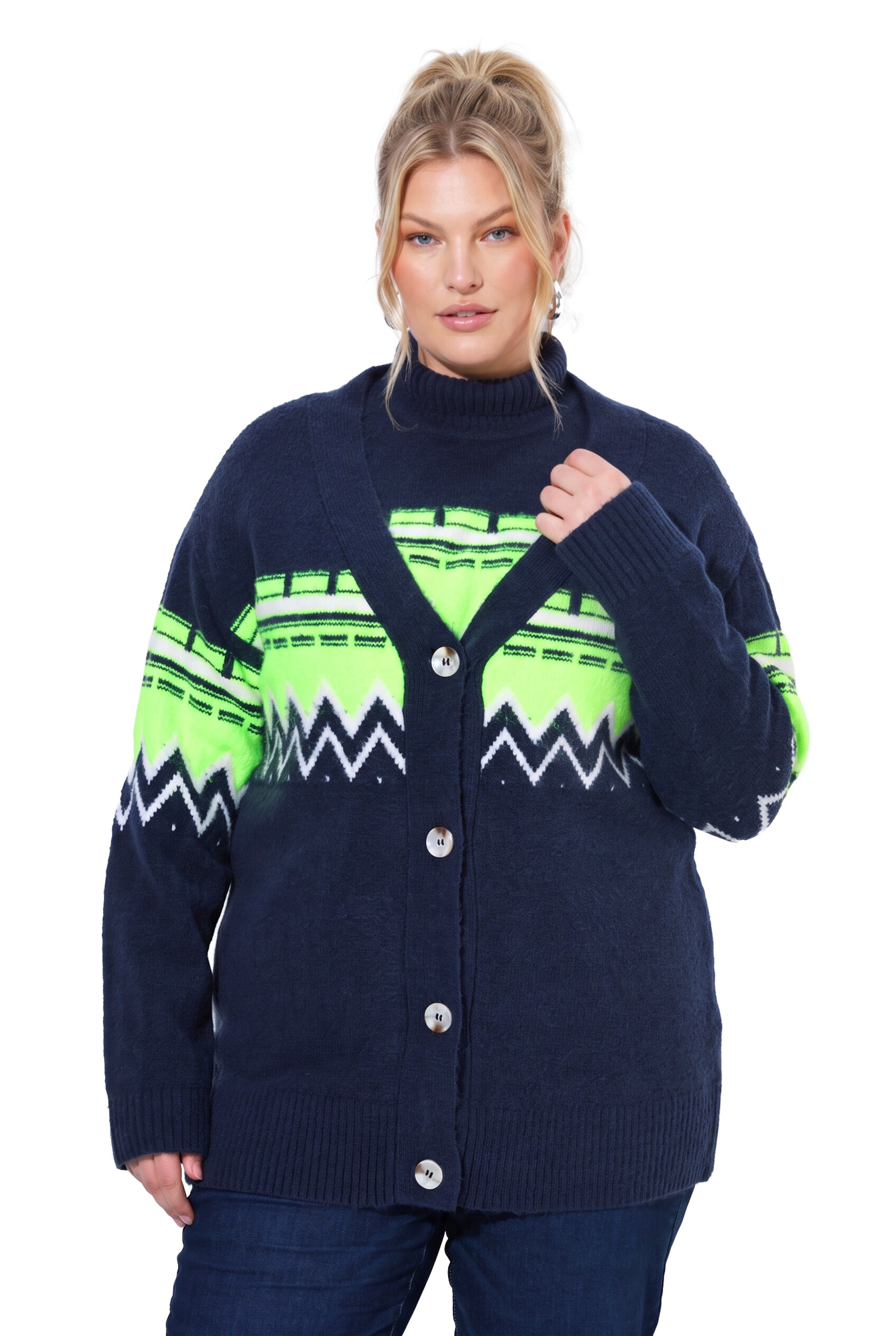 Ulla Popken Strickjacke in Blau: Vorderseite