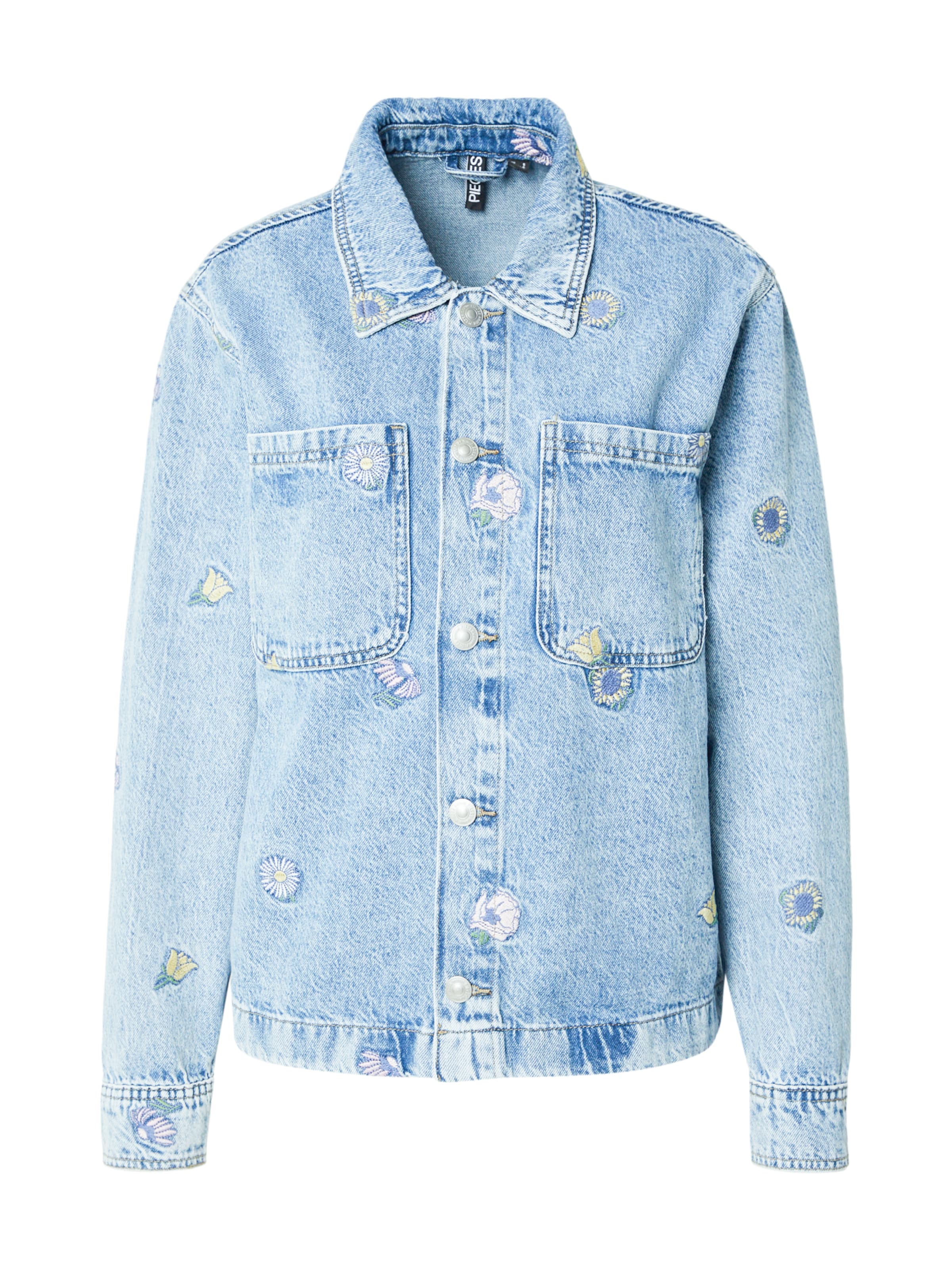 PIECES Přechodná bunda 'PCBENNIE' – modrá: přední strana