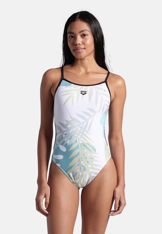 ARENA - Fato de banho desportivo 'LIGHT FLORAL' em branco: frente