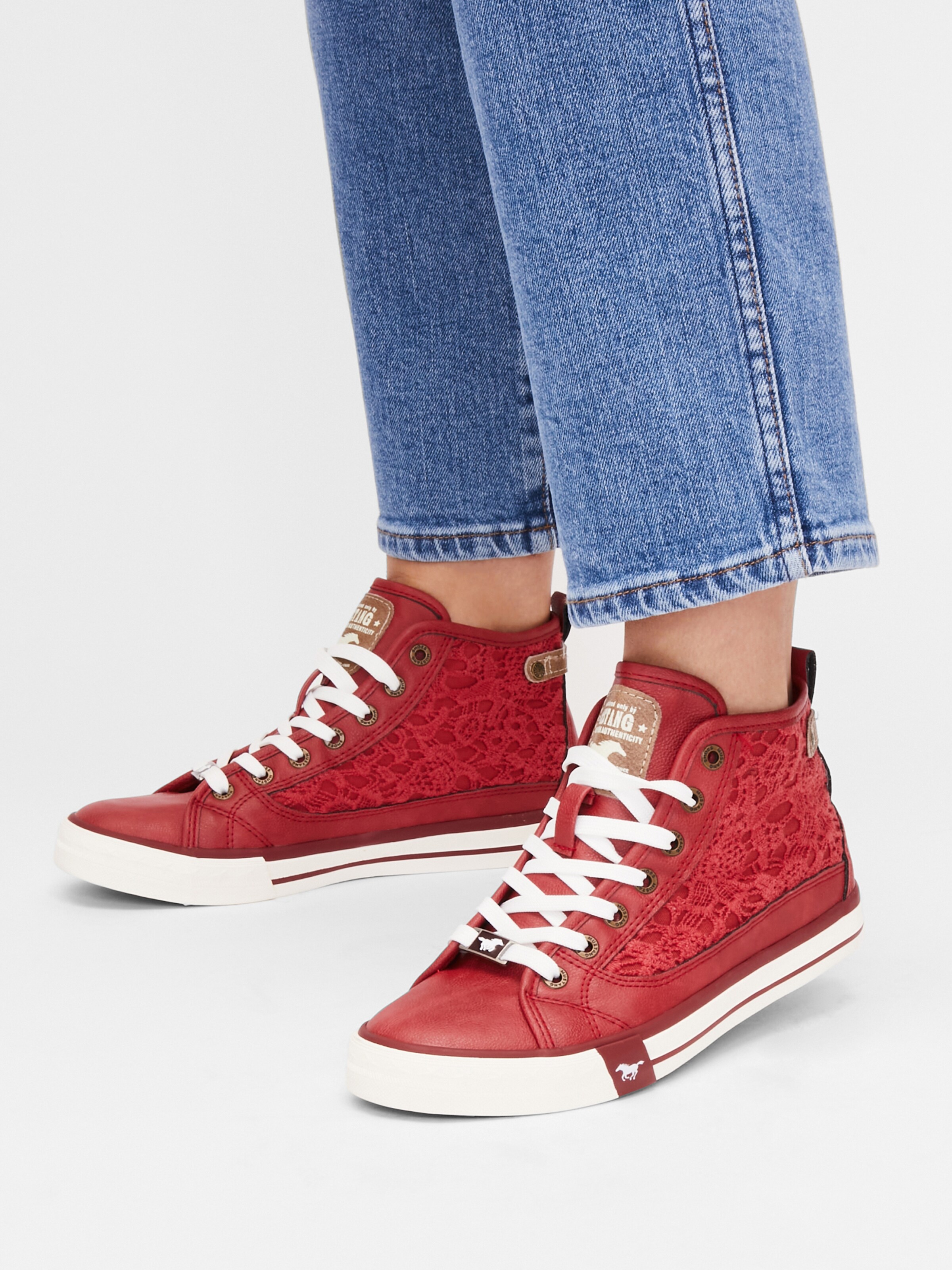 MUSTANG Sneakers hoog 'Macrame' in Rood | ABOUT YOU