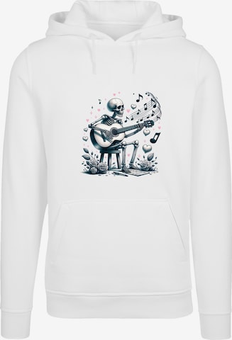 F4NT4STIC Sweatshirt 'Skelett spielt Gitarre, Musik, Liebe' in Wit: voorkant