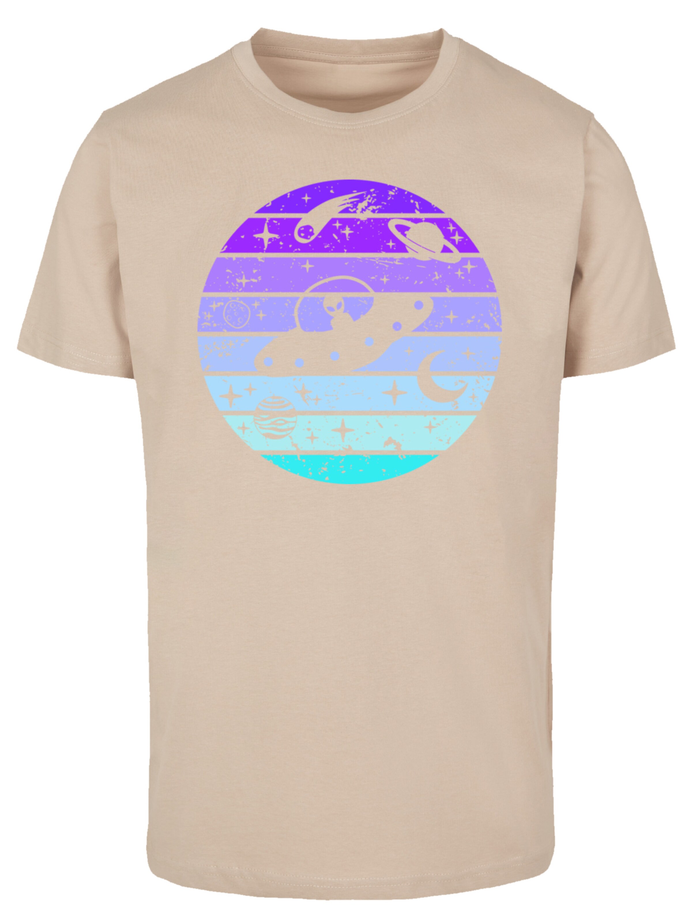 F4NT4STIC Shirt 'Retro Alien Weltraum Sonnenuntergang' in Beige: front