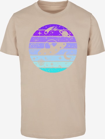 T-Shirt 'Retro Alien Weltraum Sonnenuntergang' F4NT4STIC en beige : devant