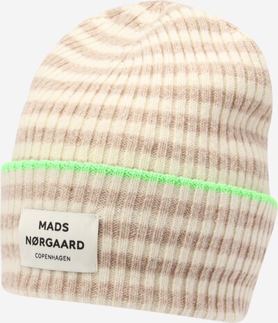 MADS NORGAARD COPENHAGEN Bonnet 'Iceland Anjun' en crème / noisette / citron vert, Vue avec produit