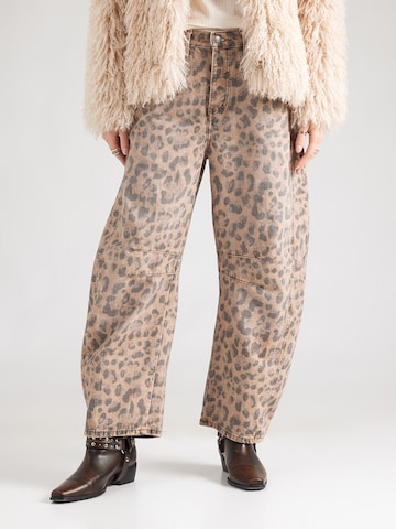 Baggy Jeans 'GOOD LUCK' di Free People in marrone: frontale